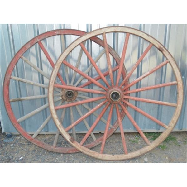 pair of early wagon wheels