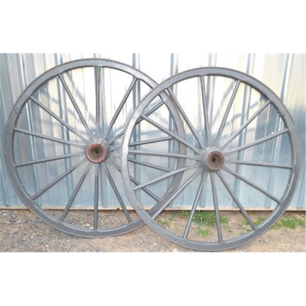 pair of more modern wagon wheels