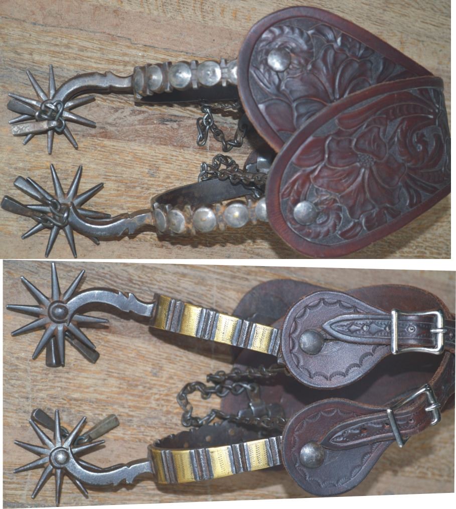 double mounted Calif transitional pattern spurs