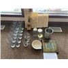 Image 1 : Reverse Painted Glass, Decanter, 12 Beer Glasses, Mason Jars, Cutlery Organizer and more
