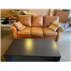 Image 2 : Leather Couch, Modern Coffee Table and 2 Throw Pillows