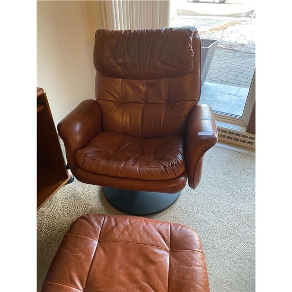 Reddish Brown Leather Swivel Chair