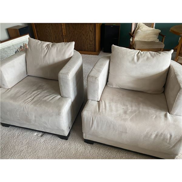 Pair of  Curved Back Suede Sitting Chairs Size: 31 W x 25.5 H x 23 D