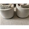 Image 4 : Pair of  Curved Back Suede Sitting Chairs Size: 31"W x 25.5"H x 23"D