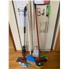 Image 1 : Assortment of Cleaning Supplies, Brooms, Swiffer, Hand Held Scrubbers
