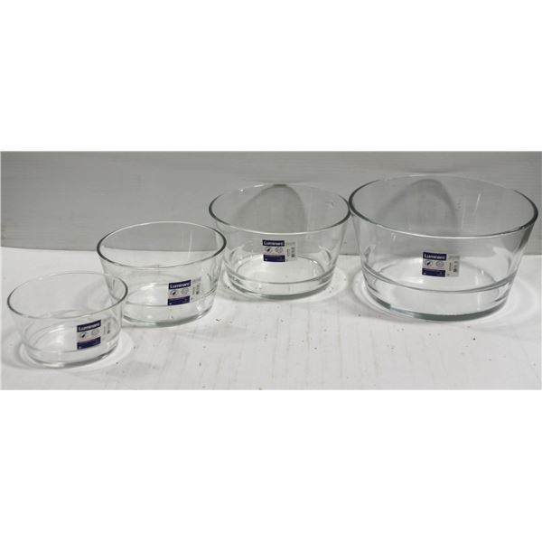 SET OF 4 ARCOROC UNISSON STACKABLE GLASS BOWLS