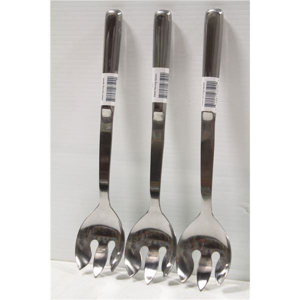 3 NEW JOHNSON ROSE S/S 11.75" NOTCHED SALAD SPOONS