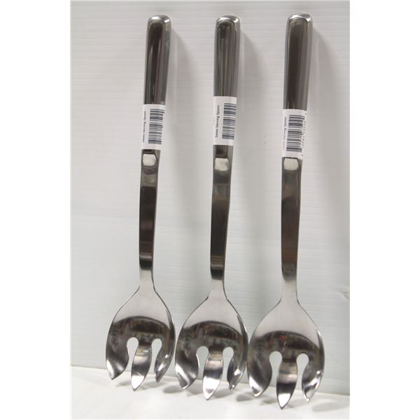 3 NEW JOHNSON ROSE S/S 11.75" NOTCHED SALAD SPOONS