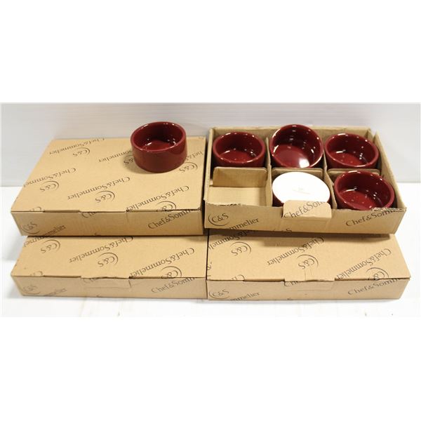CASE OF NEW 2OZ. RED CIRCULAR BOWLS.