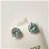 Image 1 : 14K  VIVID BLUE GREEN MOISSANITE(2CT) EARRINGS