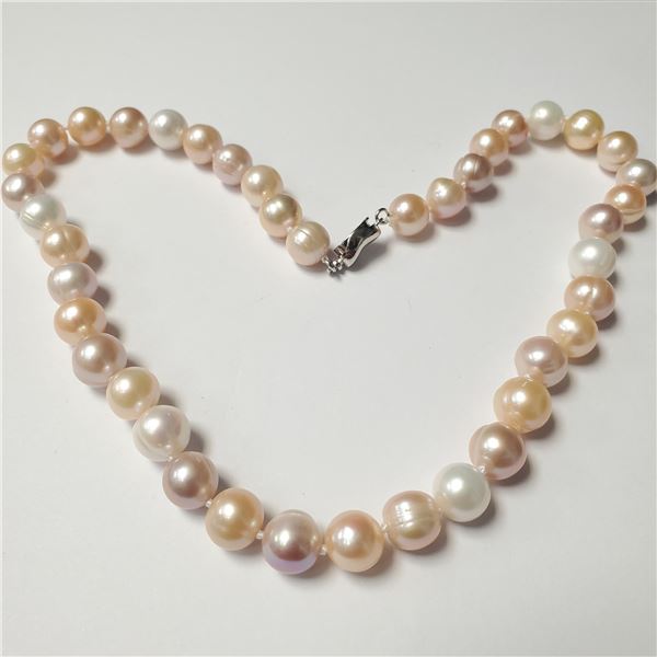 SILVER FRESH WATER PEARL 17" 9.5MM NECKLACE