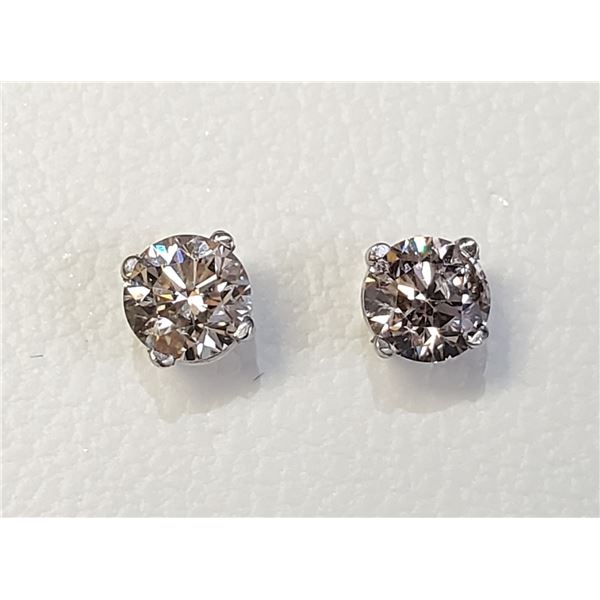 14K  DIAMONDS(0.86CT LIGHT BROWN) EARRINGS