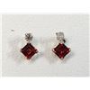 Image 1 : 10K  GARNET(0.4CT) DIAMOND(0.06CT) EARRINGS