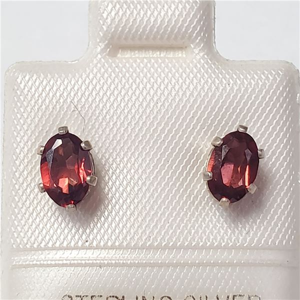 SILVER GARNET EARRINGS