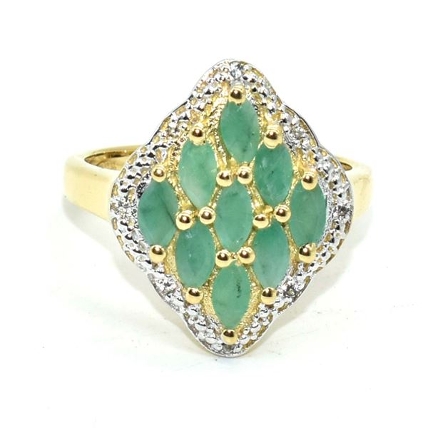 GOLD PLATED SILVER EMERALD(1.35CT) RING SIZE 7