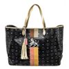 Image 1 : MCM Black Visetos Coated Canvas Large Lion Shopper Shoulder Bag