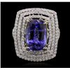 Image 1 : 14KT Yellow and White Gold 8.13 ctw Tanzanite and Diamond Ring