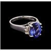 Image 1 : 3.66 ctw Tanzanite and Diamond Ring - 14KT White Gold