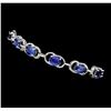 Image 2 : 12.46 ctw Oval Mixed Blue Sapphire And Round Brilliant Cut Diamond Bracelet - 14