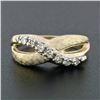 Image 2 : Vintage 14k Gold 0.20 ctw Round Diamond Florentine Finish Wavy Infinity Band Rin