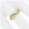 Image 3 : Vintage 14k Gold 0.20 ctw Round Diamond Florentine Finish Wavy Infinity Band Rin