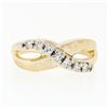 Image 4 : Vintage 14k Gold 0.20 ctw Round Diamond Florentine Finish Wavy Infinity Band Rin