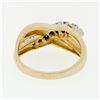 Image 6 : Vintage 14k Gold 0.20 ctw Round Diamond Florentine Finish Wavy Infinity Band Rin