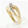 Image 7 : Vintage 14k Gold 0.20 ctw Round Diamond Florentine Finish Wavy Infinity Band Rin