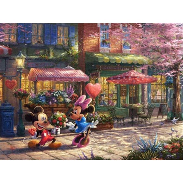 Mickey and Minnie Sweetheart Cafe by Thomas Kinkade