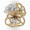 Image 1 : FINE 18K Tri Color Gold 3.20 ctw Moving Diamond Large Flower Bouquet Cocktail Ri