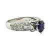 Image 1 : 2.45 ctw Oval Mixed Blue Sapphire And Diamond Straight Line Ring - 18KT White Go