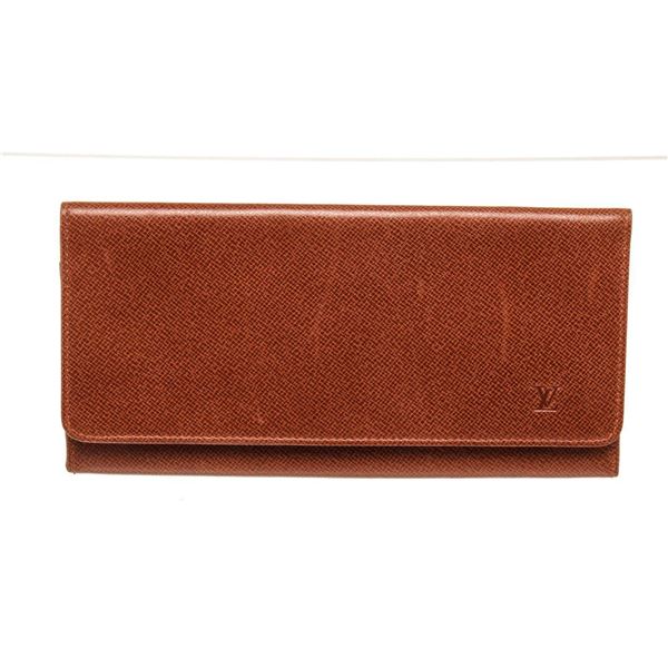 Louis Vuitton Brown Leather Long Flap Wallet