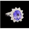 Image 1 : 14KT White Gold 3.80 ctw Tanzanite and Diamond Ring