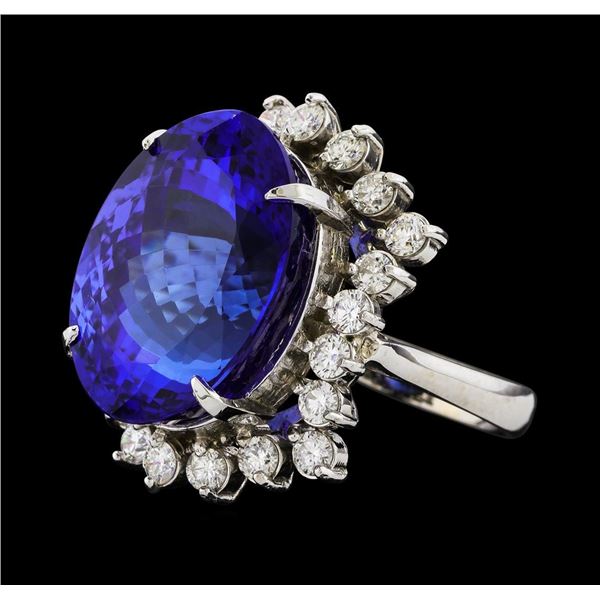 GIA Cert 22.45 ctw Tanzanite and Diamond Ring - 14KT White Gold