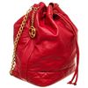 Image 2 : Chanel Red Caviar Leather CC Drawstring Bucket Bag