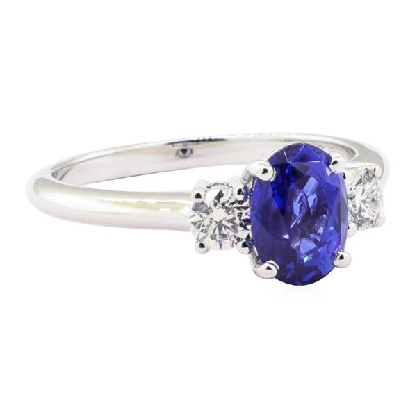 2.15 ctw Sapphire And Diamond Ring - 14KT White Gold