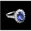 Image 1 : 3.40 ctw Tanzanite and Diamond Ring - 14KT White Gold