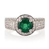 Image 1 : 0.95 ctw Emerald and 1.13 ctw Diamond 14K White Gold Ring