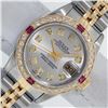 Image 1 : Rolex Ladies 2 Tone Silver Diamond & Ruby Oyster Perpetual Datejust Wristwatch