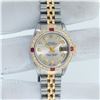 Image 3 : Rolex Ladies 2 Tone Silver Diamond & Ruby Oyster Perpetual Datejust Wristwatch