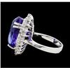 Image 3 : 14.11 ctw Tanzanite and Diamond Ring - 14KT White Gold