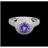 Image 2 : 18KT White Gold 1.37 ctw Tanzanite and Diamond Ring