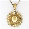 Image 2 : Large Antique Victorian Large 15k Gold Pearl Mourning Pendant Necklace 9k Chain