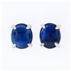 Image 1 : New 14K Gold 1.64 ctw Claw Prong Oval Cabochon Royal Blue Sapphire Stud Earrings
