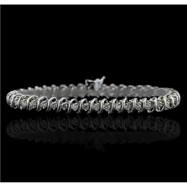 14KT White Gold 3.37 ctw Diamond Tennis Bracelet