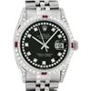 Image 1 : Rolex Mens SS Black String Diamond Lugs & Ruby Oyster Perpetaul Datejust 36MM