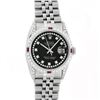 Image 2 : Rolex Mens SS Black String Diamond Lugs & Ruby Oyster Perpetaul Datejust 36MM