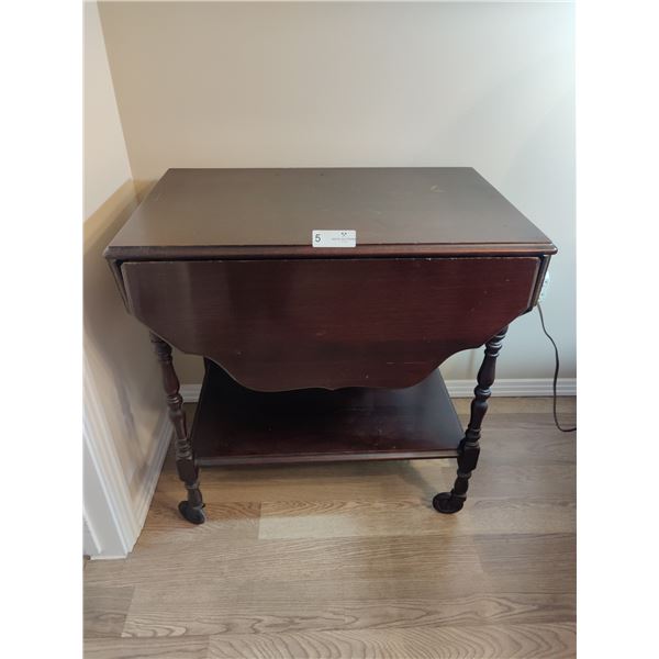 Antique Bar Cart With Folding Leaves