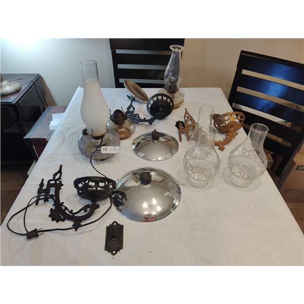 Collection of Antique Oil Lamps and Sconces