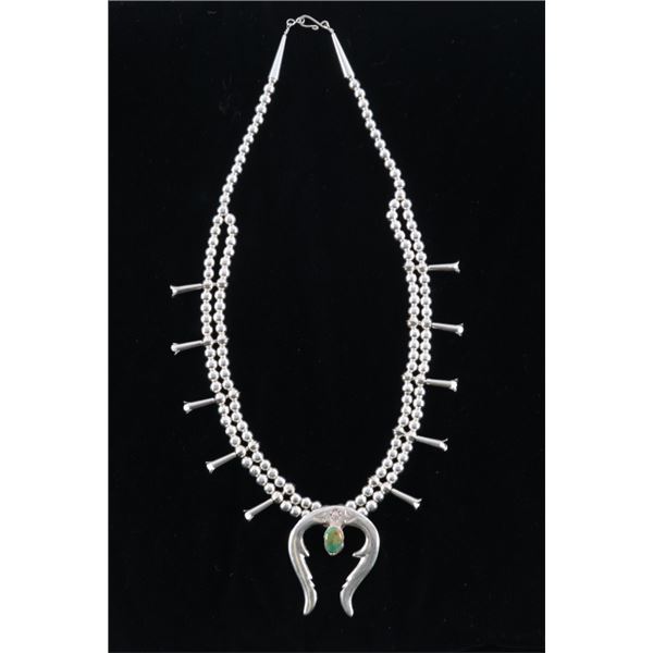 Navajo R. Tafoya Squash Blossom Turquoise Necklace